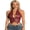 Red, variant on Women Faux Leather Tank Tops Solid Color Deep V-Neck Cross Tie-Up Back Sleeveless Halter Vests Clubwear Streetwear