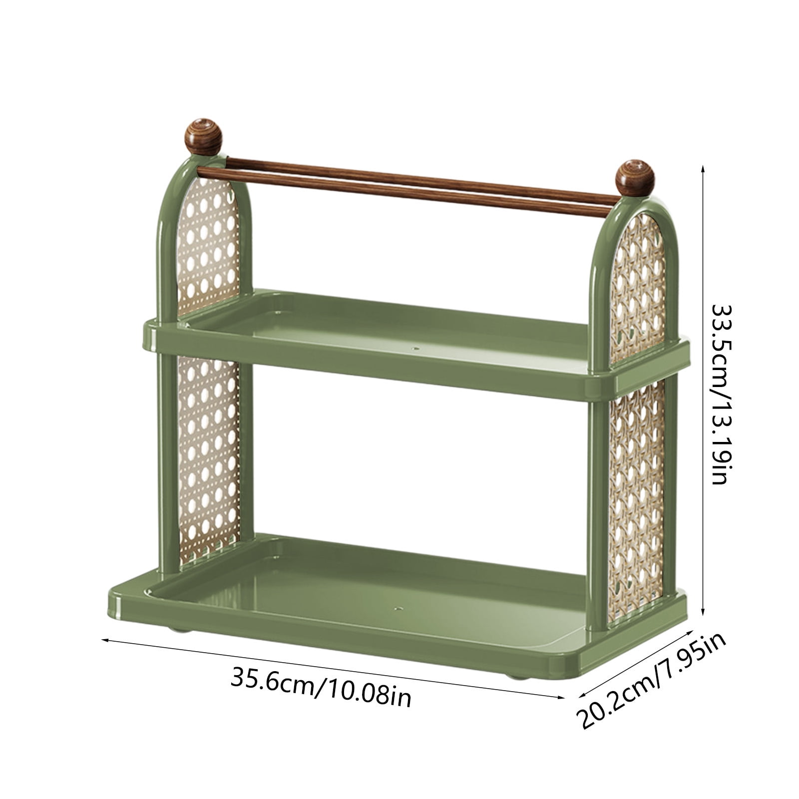 SHENGXINY Desk Organizer, Multi-Layer Desktop Organizer Shelf & Rack, Cup Tea Storage Holder, Multi-Function Organizer for Kitchen Desktop Green 14.02x13.19x7.95in