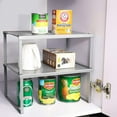 thumbnail image 5 of Metal Kitchen Cabinet and Counter Shelf Organizer, Expandable & Stackable, Silver, 2-Pack by Oumilen, 5 of 7