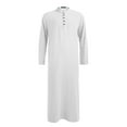 thumbnail image 3 of JGGSPWM Men Leisure Long Sleeve Button Robe Mens Caftans Big and Tall Mens Middle Ethnic Style Casual Robe with Pocket White M, 3 of 7
