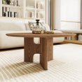 thumbnail image 3 of MDAQMD 31"Round Coffee Table ,Ash Wood Veneer with Stainless Steel Shims,Minimalist Center Table,Mid Century Walnut Coffee Table for Living Room, 3 of 8