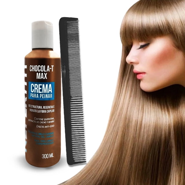 Crema para Peinar Chocola-T Max Nefertiti 300ml + Peine Graduado Alfamar | Nutre, repara y controla el frizz | Cabello suave, brillante y fácil de peinar sin enjuague