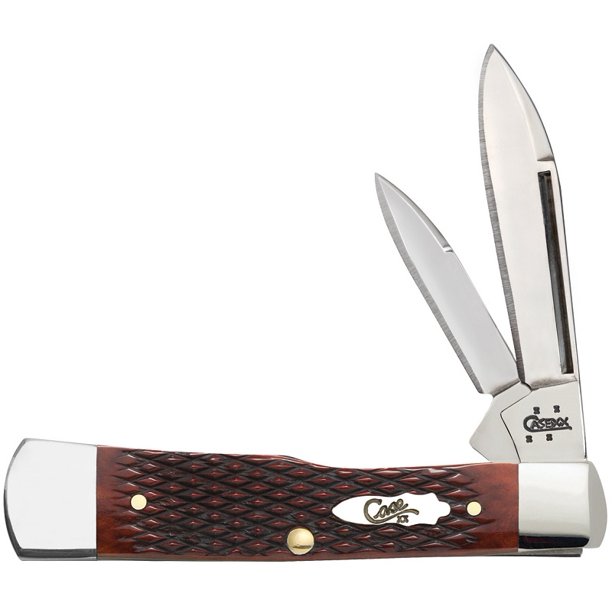 CASE XX Checkered Chestnut Bone Gunstock Stainless Pocket Knife Knives