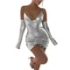 thumbnail image 2 of TRKIYQC, vestido ceñido al cuerpo de cuero PU para mujer, vestido de tirantes sin mangas de corte bajo con cuello en V de Color sólido, vestido de fiesta sin espalda fruncido con cordón de verano TRKIYQC moda, 2 of 8
