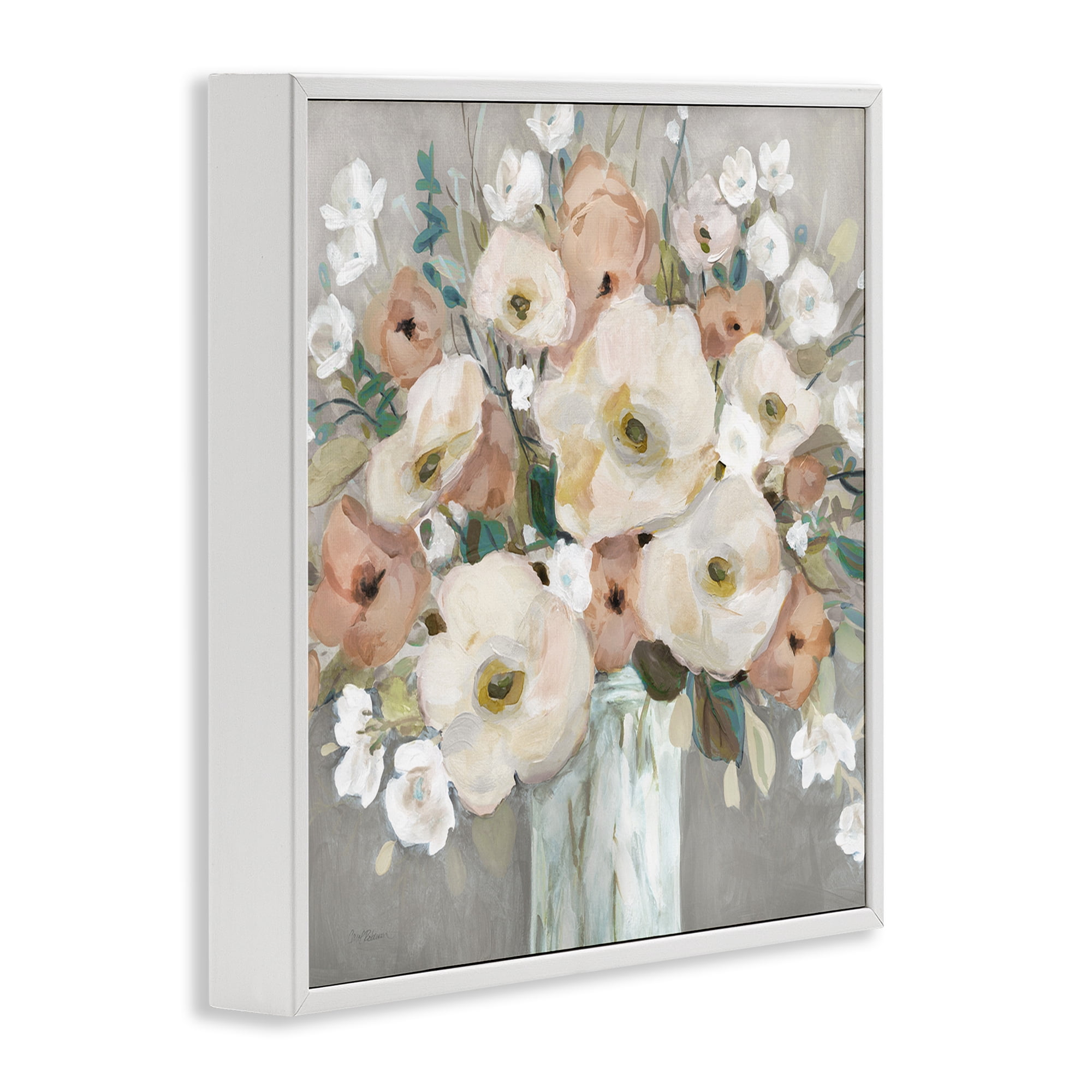 Stupell Industries Bouquet of Pastels Botanical & Floral Painting White Framed Art Print Wall Art, 17 x 17
