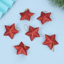 Neoyler 6 Pack Christmas Star Ornaments for Tree Decoration with Sparkling Glitter Finish Enhance Holiday Atmosphere 3x3in Red