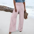 thumbnail image 2 of COSFO Boho Womens Pants High Elastic Waisted Pink Palazzo Casual Wide Leg Pants with Pocket Loose Pants, 2 of 5