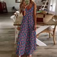 thumbnail image 4 of Blue And Red Lobster Pattern Sleeveless Dress Loose Women's Dress Dresses Luxury Evening Dresses, 4 of 9