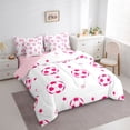 thumbnail image 2 of Erosebridal Sport Soccer Bedding Comforter Set 7pcs for Boys Girls,Stars Print Queen Bedding Sets for Kids Teens,Pink Reversible,Ultra Soft Home Decor, 2 of 6