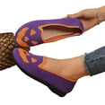 thumbnail image 2 of Willtoo Halloween Shoes for Women Pumpkin Ghost Pattern Loafers Soft Knitted Slip on Flats, 2 of 5
