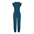 thumbnail image 4 of Scyoekwg Womens Casual 2 Piece Outfits Sleeveless Round Neck Tops Wide Leg Pants Casual Trendy Solid Color Loose Sweatsuits Sets Tracksuit (Blue,L), 4 of 6