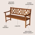 thumbnail image 4 of Sloane 59.1" 3-Seat Ogee Diamond-Back 600-Lbs Support Acacia Wood Outdoor Garden Patio Bench, Teak, 4 of 8
