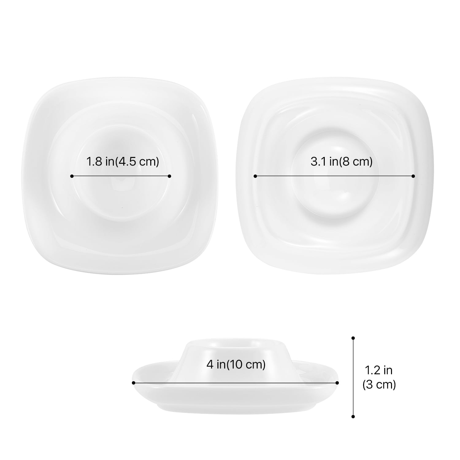 Ceramic Egg Cups Set of 4 Pack, Porcelain Hard Soft Boiled Egg Holder Keeper Container w/ Base, Stackable Serving Dish Plate Stand Serveware for Countertop Display Kitchen (White)