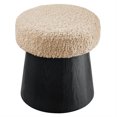 thumbnail image 6 of Ketra Round Faux Shearling Ottoman Footstool in Oatmeal Black, 6 of 7