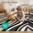 thumbnail image 4 of ODIKA 6'x9' Washable Area Rug Geometry Style With Bold Modern Line Motif Abstract Animal Inspired Playful for Dining Room, Under Table, Office Décor, Non-Slip Chair-Friendly, 4 of 7