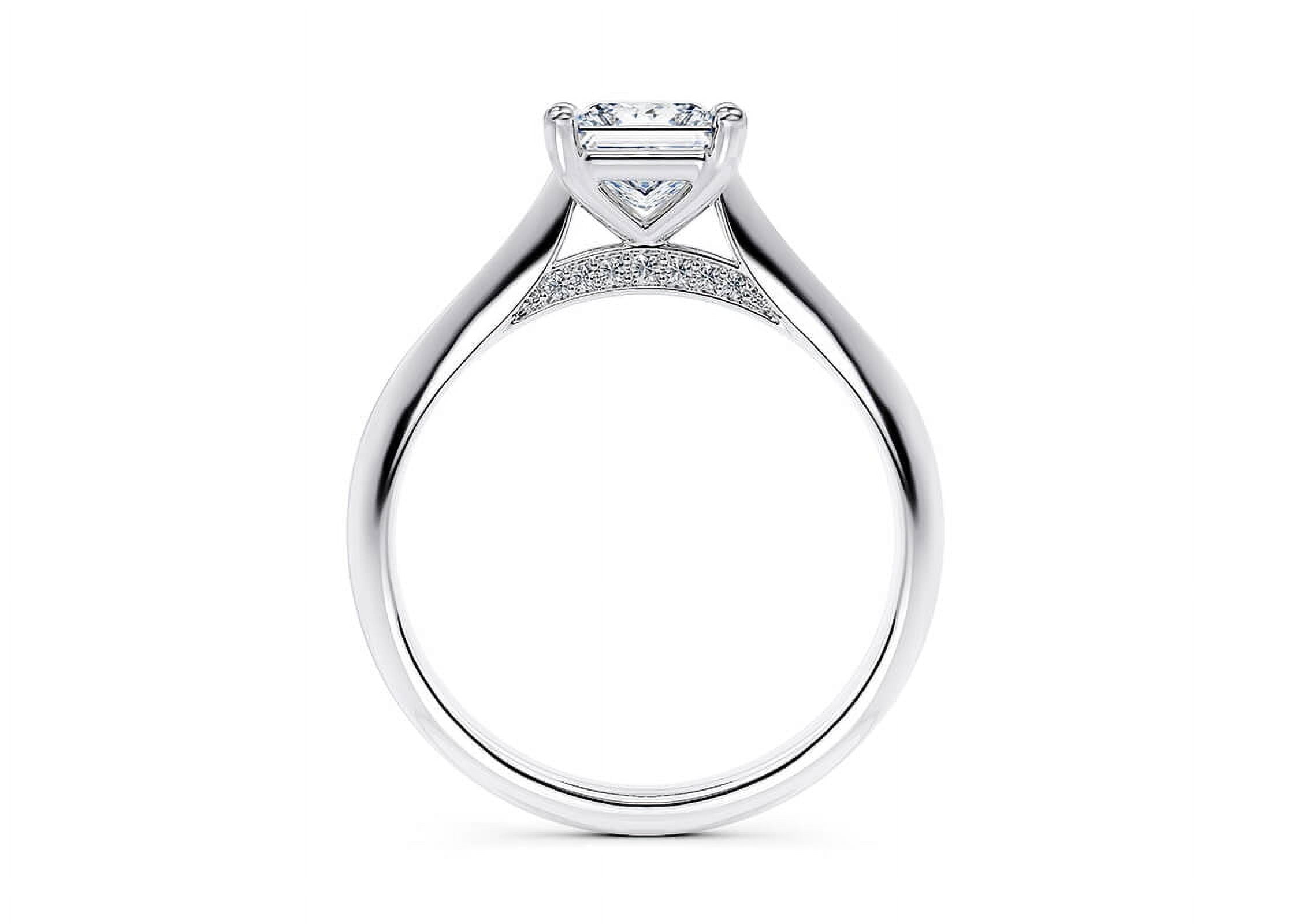 1 Ct Princess Cut Diamond Engagement Ring with Accents for Women – 925 Sterling Silver