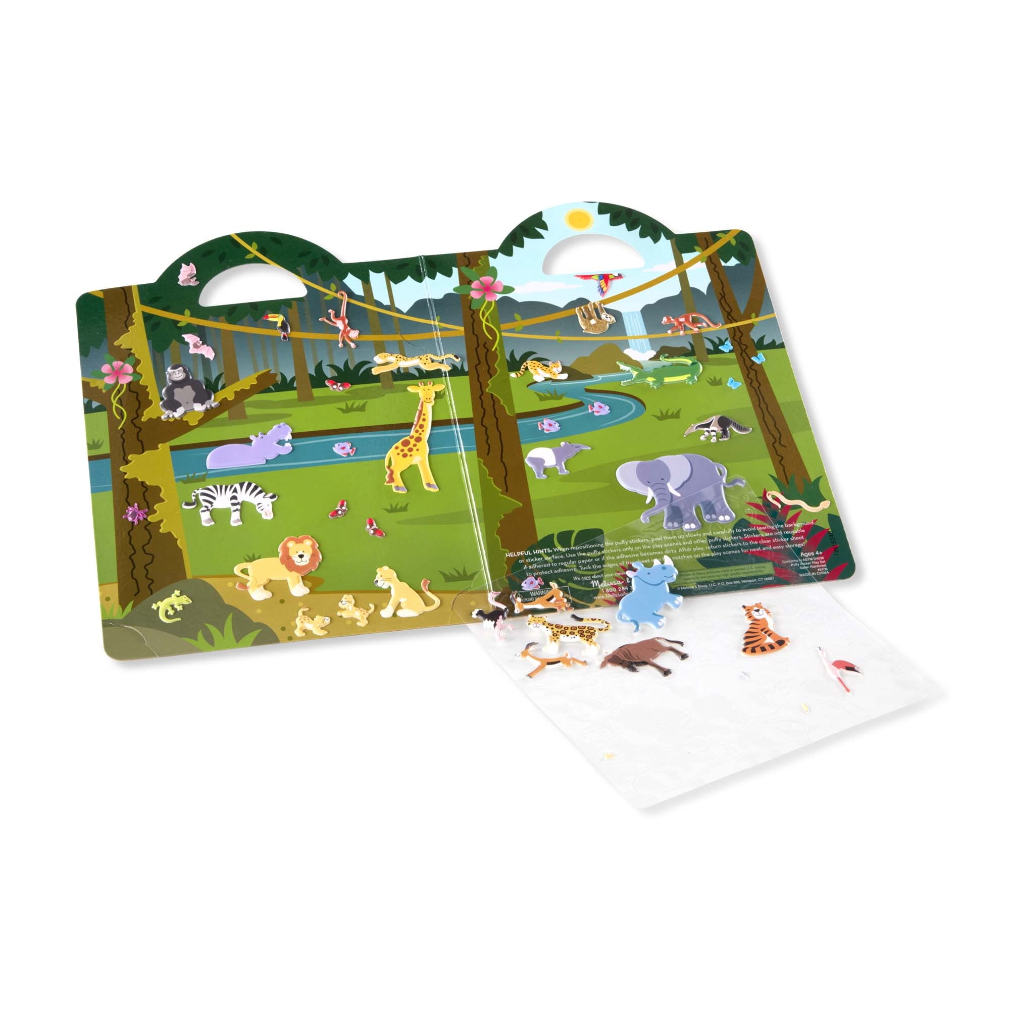 Melissa & Doug Reusable Puffy Sticker Wild Adventures Play Set 3-Pack (118 Stickers: Safari, Dinosaur, Ocean)