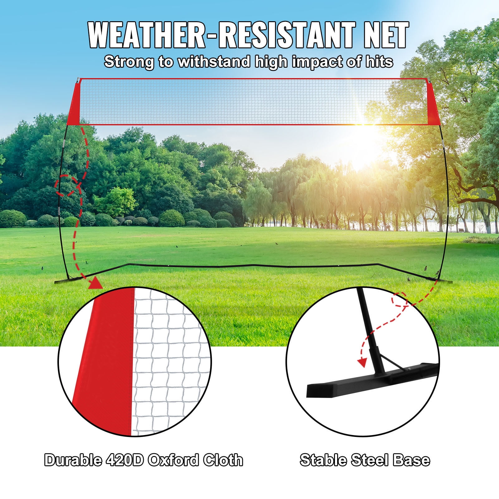 KFFKFF Indoor Outdoor Freestanding Volleyball Training Net with Stand Carry Bag