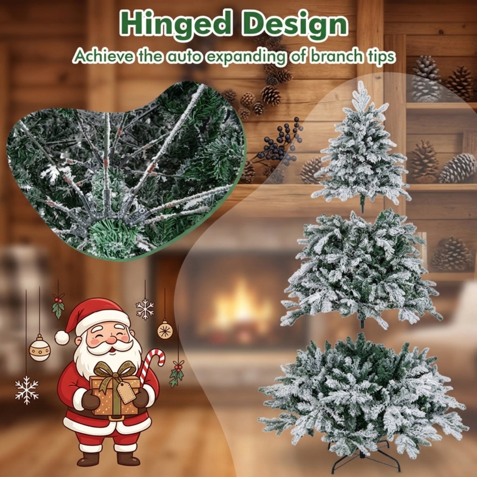 RUIE, 6 ft, Artificial Christmas Tree, with 260 LED Lights, 1415 Branch Tips, White & Green Holiday Xmas Tree for Indoor Home Office Decoration