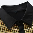 thumbnail image 4 of Mens Lapel Sequin Dress Shirt 70s Disco Costume Sparkle Party Short Sleeve Button Down Shirts, 4 of 6