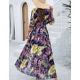 thumbnail image 3 of Women V Neck Floral Tie Waist Elegant Wedding Guest Evening Dress Midi Dress Alsol Lamesa,US 12-14(L), 3 of 6