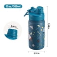 thumbnail image 6 of Hawsaiy 12oz Insulated Kids Water Bottle with Double Drinking Lids, Stainless Steel Water Bottle for School & Outdoor, Blue Planet, 6 of 8