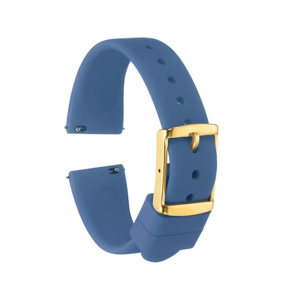 Uxcell Silicone Watch Band 18mm Quick Release Rubber Replacement Watch Strap with Stainless Steel Gold Clasp, Dark Blue