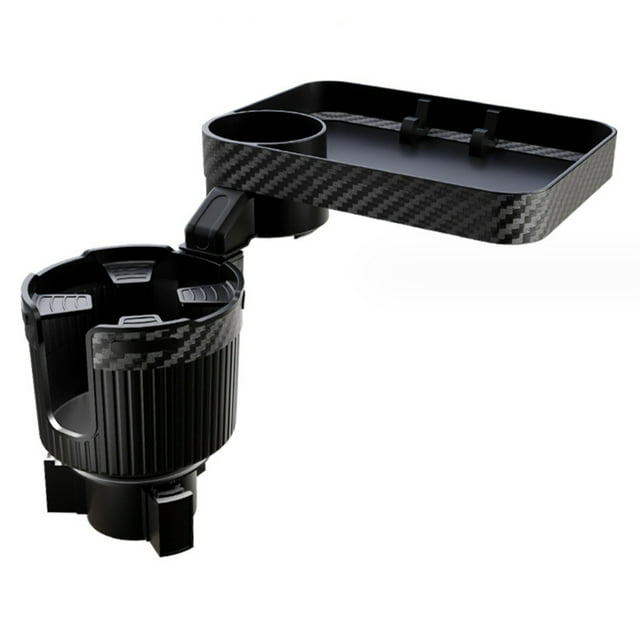 Mistaha Adjustable Car Cup Holder Tray - 360° Rotating Vehicle Storage Table Expander for Large Cups - Multi-functional 2-in-1 Car Cup Holder Organizer