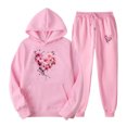 thumbnail image 3 of Feancey Prime Sales Sweatsuit for Women Casual Heart Print Pullover Hoodies and Jogger Pants Matching Set Valentines Day Cute Tracksuit 2 Piece Outfits Pink XXL, 3 of 7