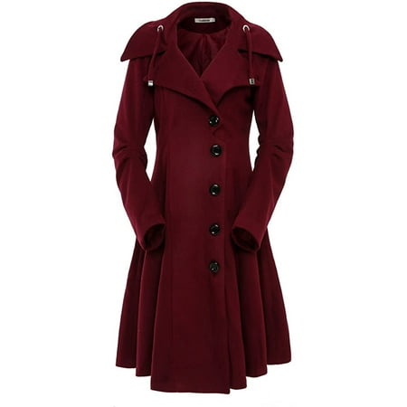 Women's Wool Trench Coat Winter Double-Breasted Jacket with Belts ...