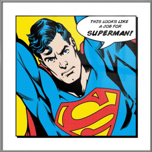 Superman -Framed DC Comics Pop-Art Poster / Art Print (Quote: This Looks  Like A Job For SUPERMAN!) (Size: 16
