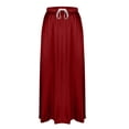thumbnail image 6 of LWavelet Women Satin Flared Midi Skirt Elastic Drawstring Waist Elegant Evening Wedding Guest Skirt Wine S, 6 of 6