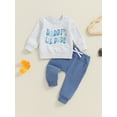 thumbnail image 5 of Yunliwuli Toddler Boy Fall Outfits Letter Print Long Sleeve Round Neck Sweatshirt and Solid Color Pants 2 Pcs Set, 5 of 10