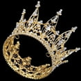 thumbnail image 3 of HAHDAXIA 4" Height Luxury Full Crown Clear Rhinestone Crystal Silver/Gold Plated Tiara Pageant Bridal Prom Wedding Crown (Gold-2), 3 of 7