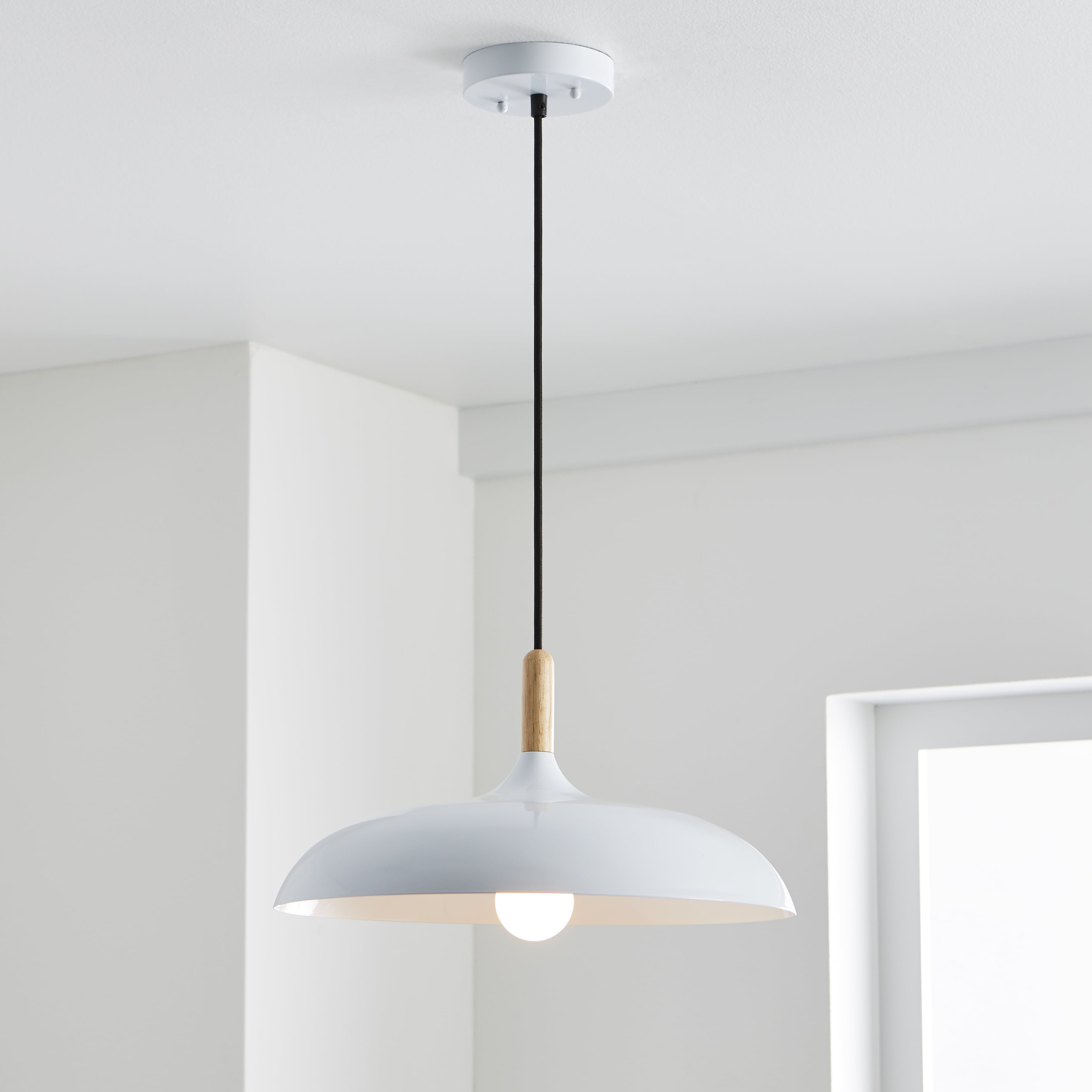 (2 pack) Better Homes & Gardens 55" Industrial White Pendant Ceiling Light, All Metal Fixture Adjustable Cord