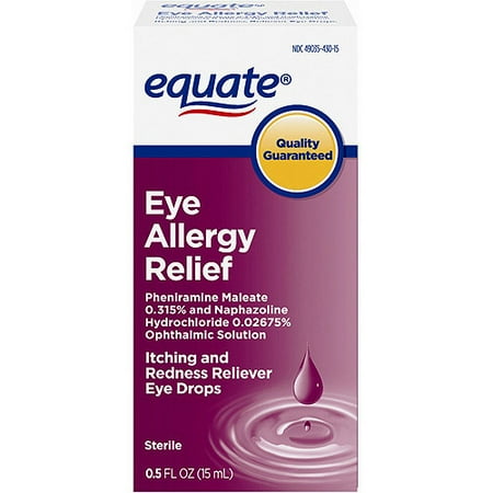 Equate Sterile Eye Allergy Relief Itching & Redness Reliever Eye Drops, 0.50 fl oz
