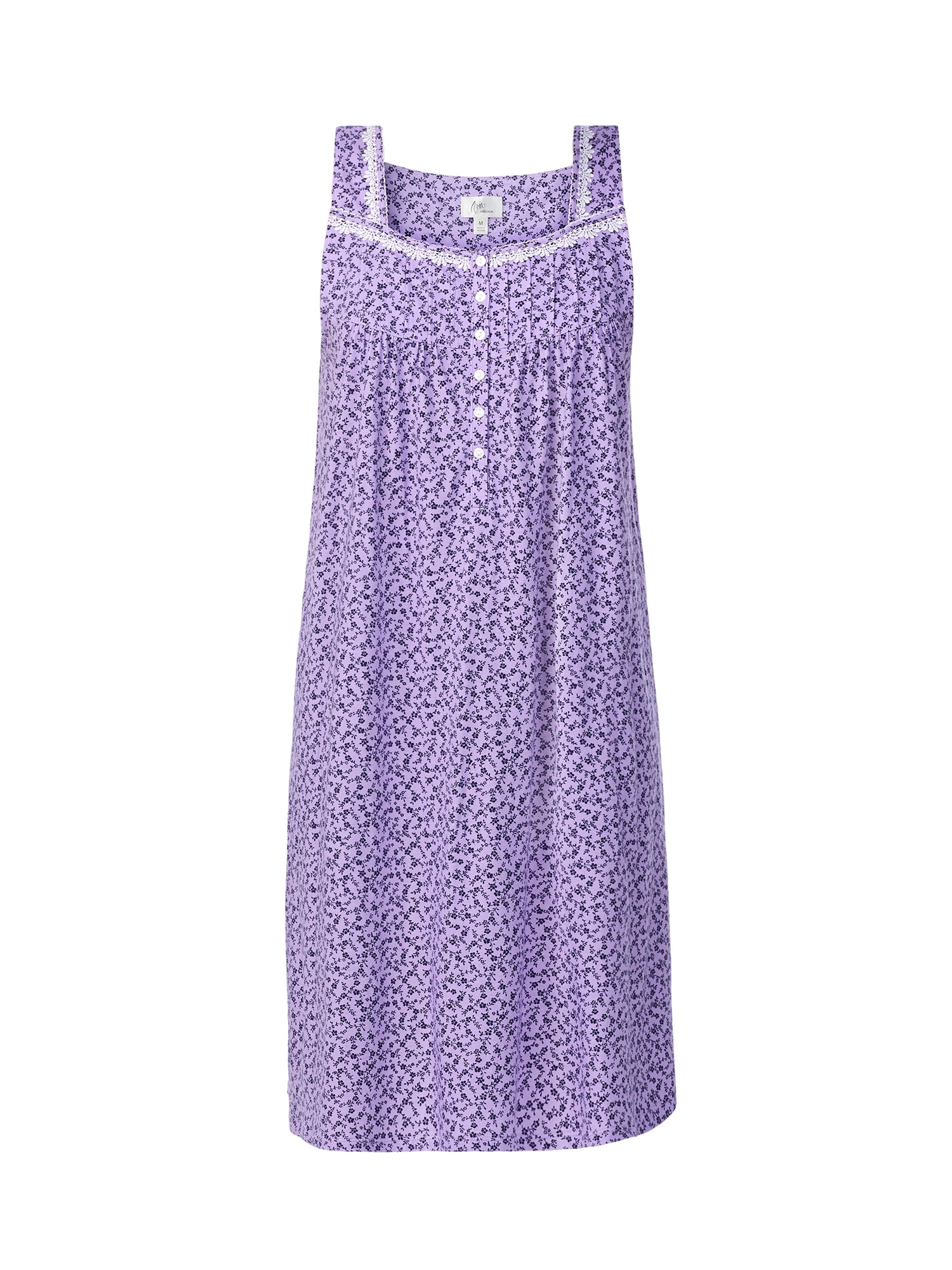 Aria Women's 100% Cotton Sleeveless 40" Nightgown, Sizes XS-5X