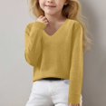 thumbnail image 2 of Annhoo Child Kids Tops Solid Color V Neck Long Sleeve Comfy Boys Girls Clothes Trendy Fall Winter Knit Shirts 6-15 Years, 2 of 6
