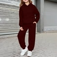 thumbnail image 2 of YOUYEDIAN Boys Girls Activewear Outfit Sets Solid Color Athletic Long Sleeve Hoodies and Sweatpants Girls Sweatsuit 6 Piece Set Unisex Kids Sweat Suit Wine 6-7 Years, 2 of 6