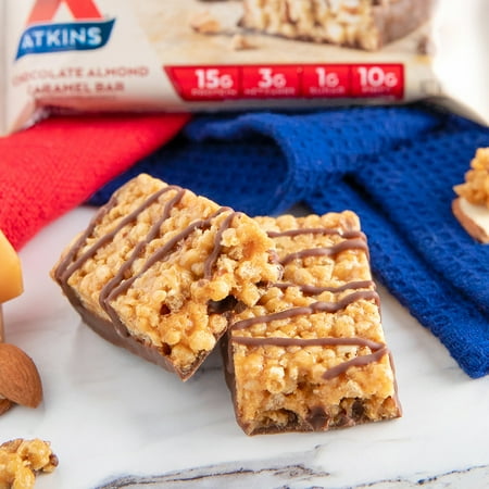 Atkins Protein-Rich Meal Bar, Chocolate Almond Caramel, Keto Friendly, 8 Count