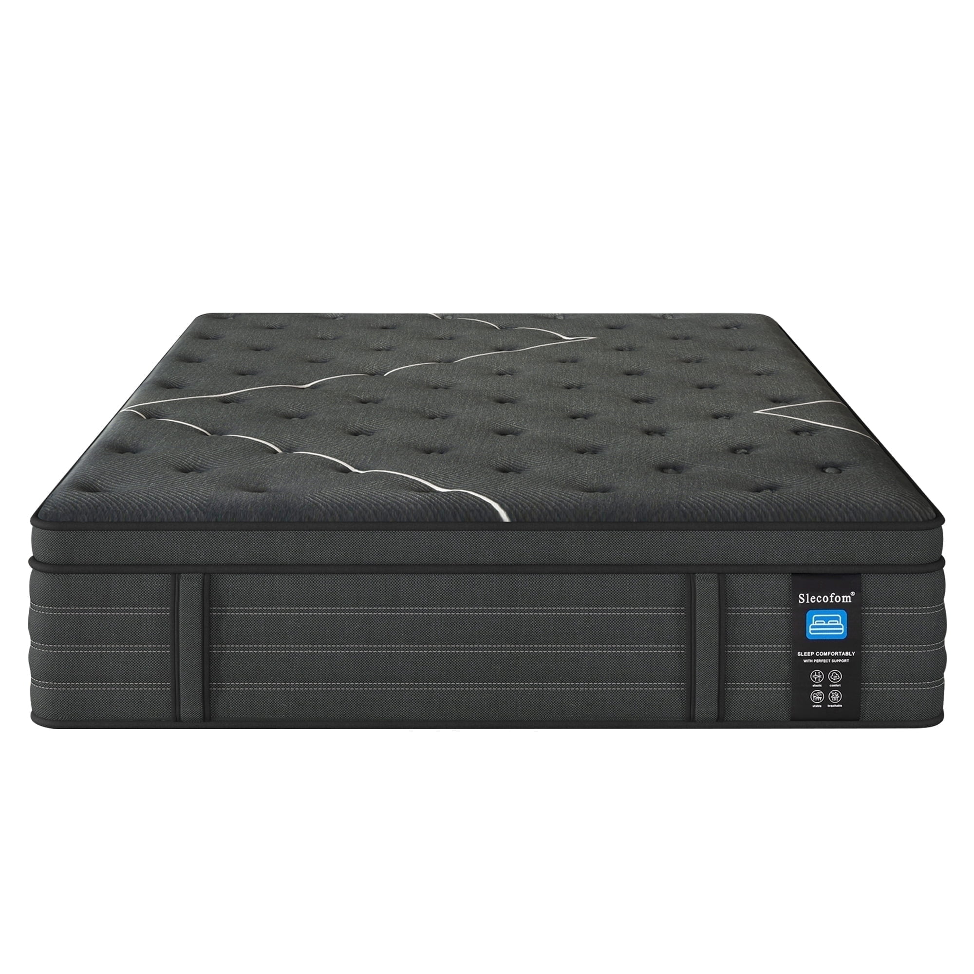 Slecofom Extra Firm Twin Mattress , 14 Inch Twin Size Mattress, Memory Foam Hybrid with Extra Lumbar Support, Back Pain Relief&Cool Sleep, Firm Foam Encased Edge,Motion Isolation,Fiberglass-Free