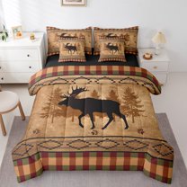 Castle Fairy Teens Deer Twin Bedding Sets,Abstract Checkered Aztec Bedding Comforter Set