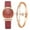 Red, variant on Womens Ladies Casual Watch, Round Shaped Dial Leather Strap Crystal Bracelets Set Analog Quartz Dress Stainless Steel Wrist Watch, Anniversary Birthday Gifts for Her