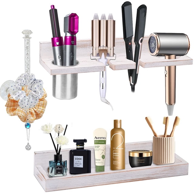 Organizador de herramientas para el cabello, soporte de pared, juego de 2 capas