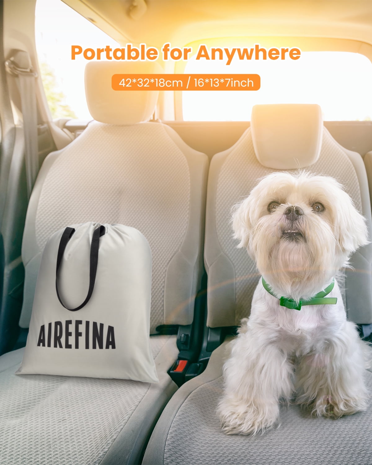 Airefina Full Size Air Mattress with Built-in Pump, Quick Self-Inflation/Deflation in 2.5 Mins, 650lb MAX