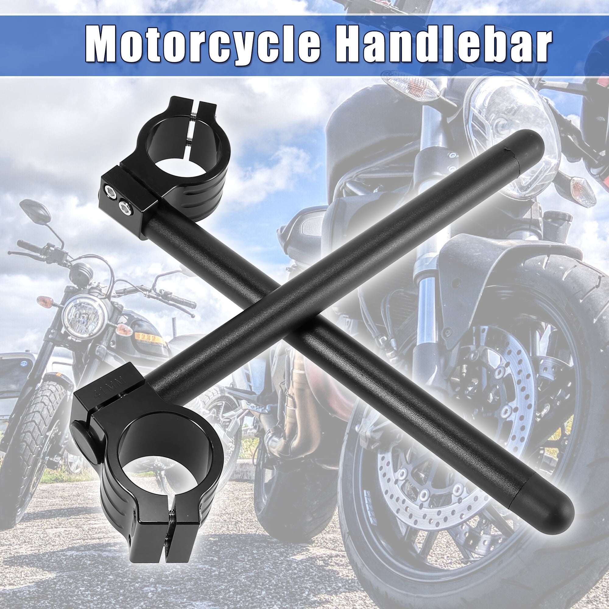 Unique Bargains 1 Pair 41mm Motorcycle Handlebar Adjustable Motorbike Motorcycle Handle Bar Universal Replacement Black