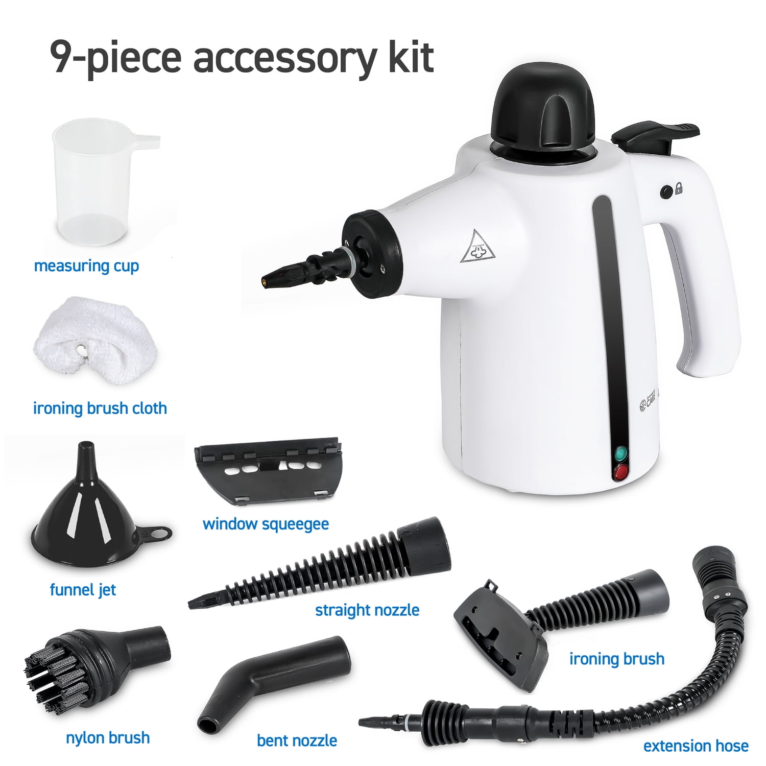 Commercial CARE Corded Electric Multipurpose Portable Handheld Steam Cleaner with 9-Piece Accessory Kit CCSC30