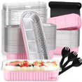 thumbnail image 1 of 100 PCS Mini Moldes para Hornear, Molde para Brownies Individual. Reutilizables Horneables con Cucharas de Postre y Tapas, 6.8 Oz, 200 ML, Moldes para Pasteles Rectangulares para Pan, Pastel, Brownies, 1 of 9