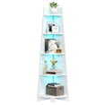 thumbnail image 4 of Dextrus 70.9"Corner Shelf with Led Light, 5 Tier Corner Bookcase & Bookshelf, White Open Display Shelving, Storage Rack Ladder Wood Shelf for Living Room, Home Office, 4 of 10