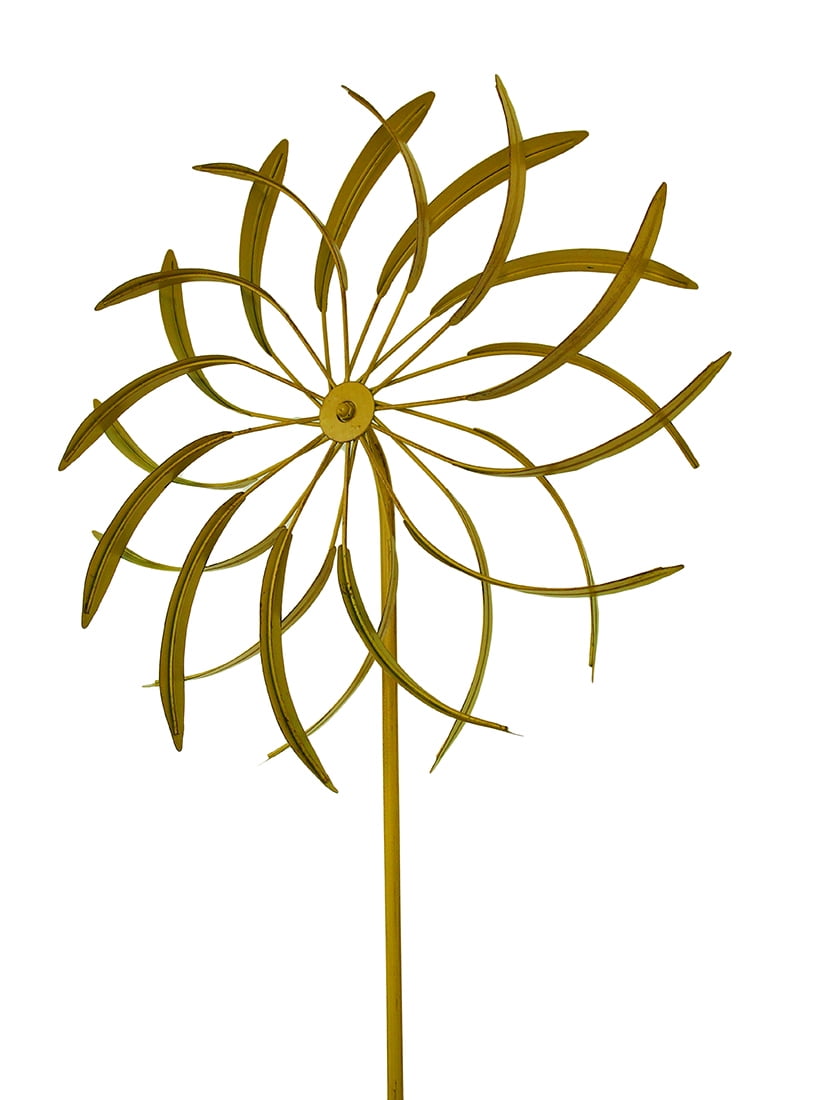 Blossoming Illusions 18 in. Flower Wind Spinner Metal Garden Stake Sculpture by UPPER DECK, LTD